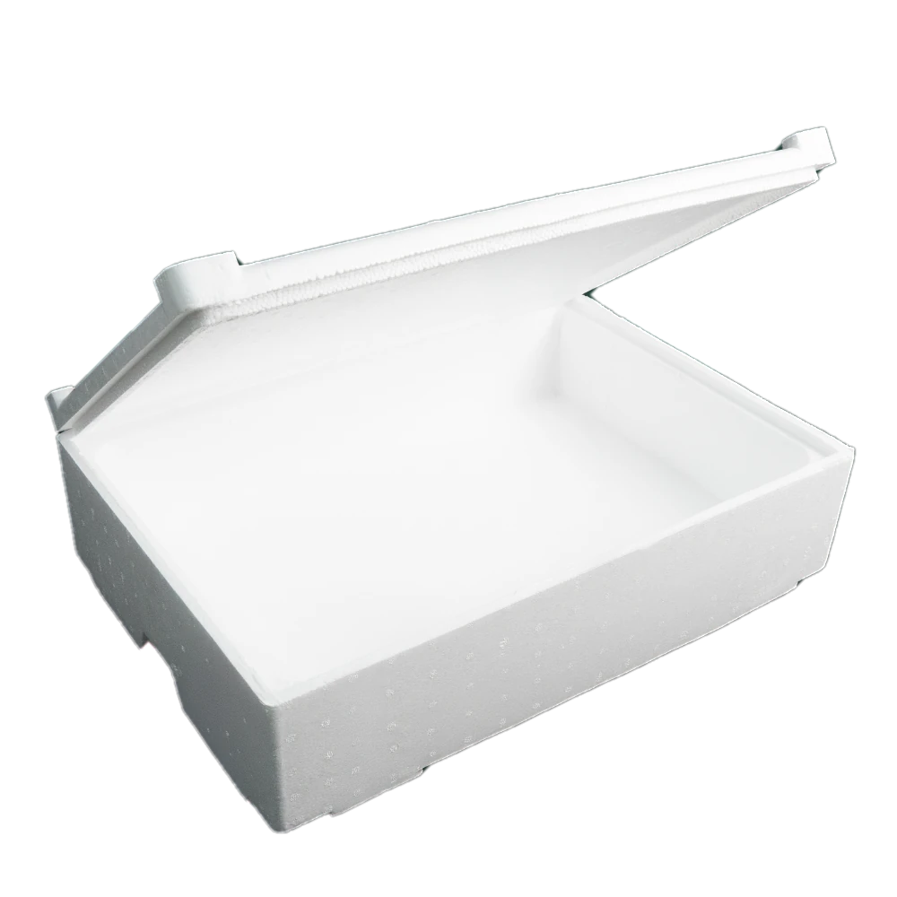 Caja térmica EPS Durapor de 30 libras con tapa abierta